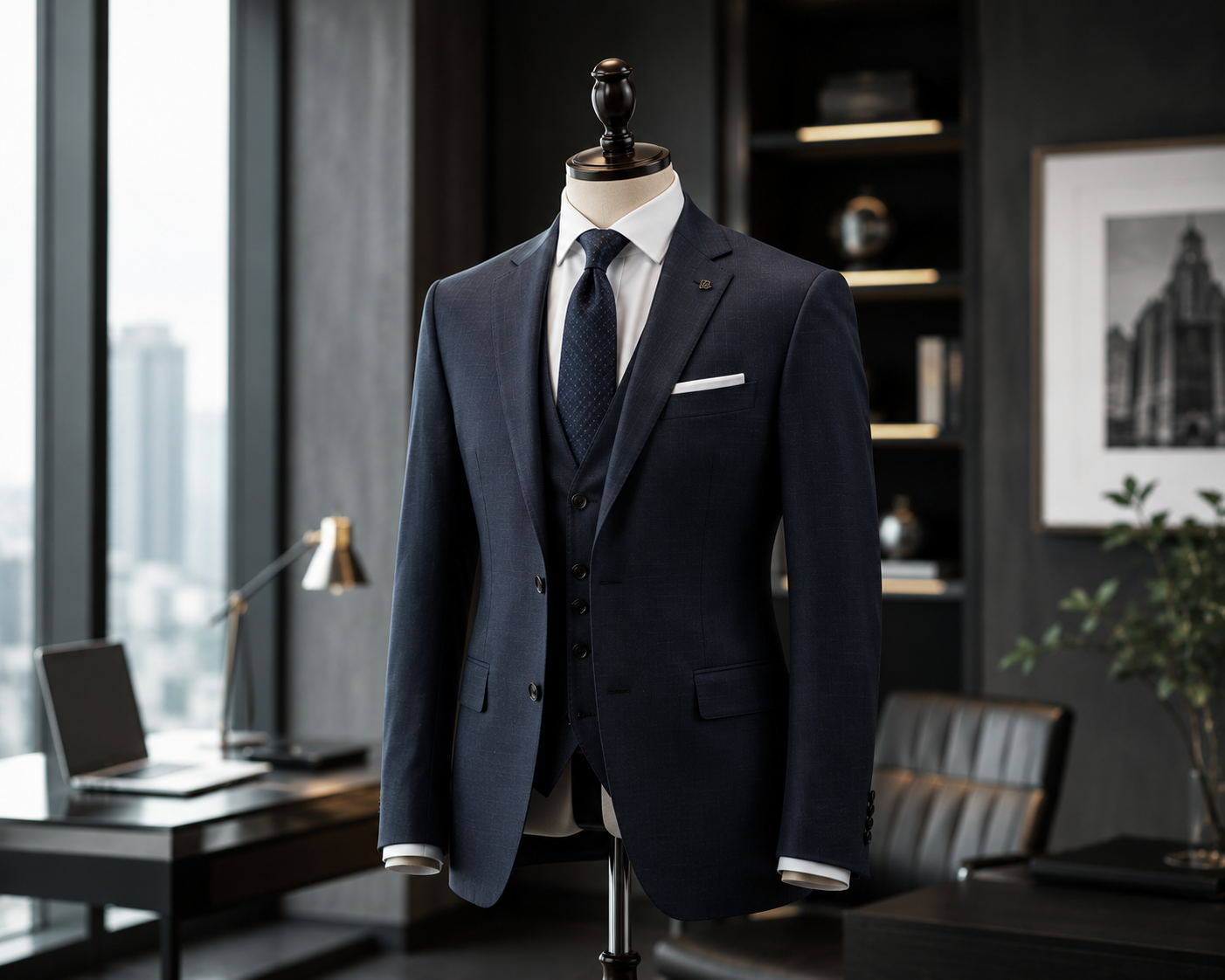 Corporate professionals in premium menswear on city street