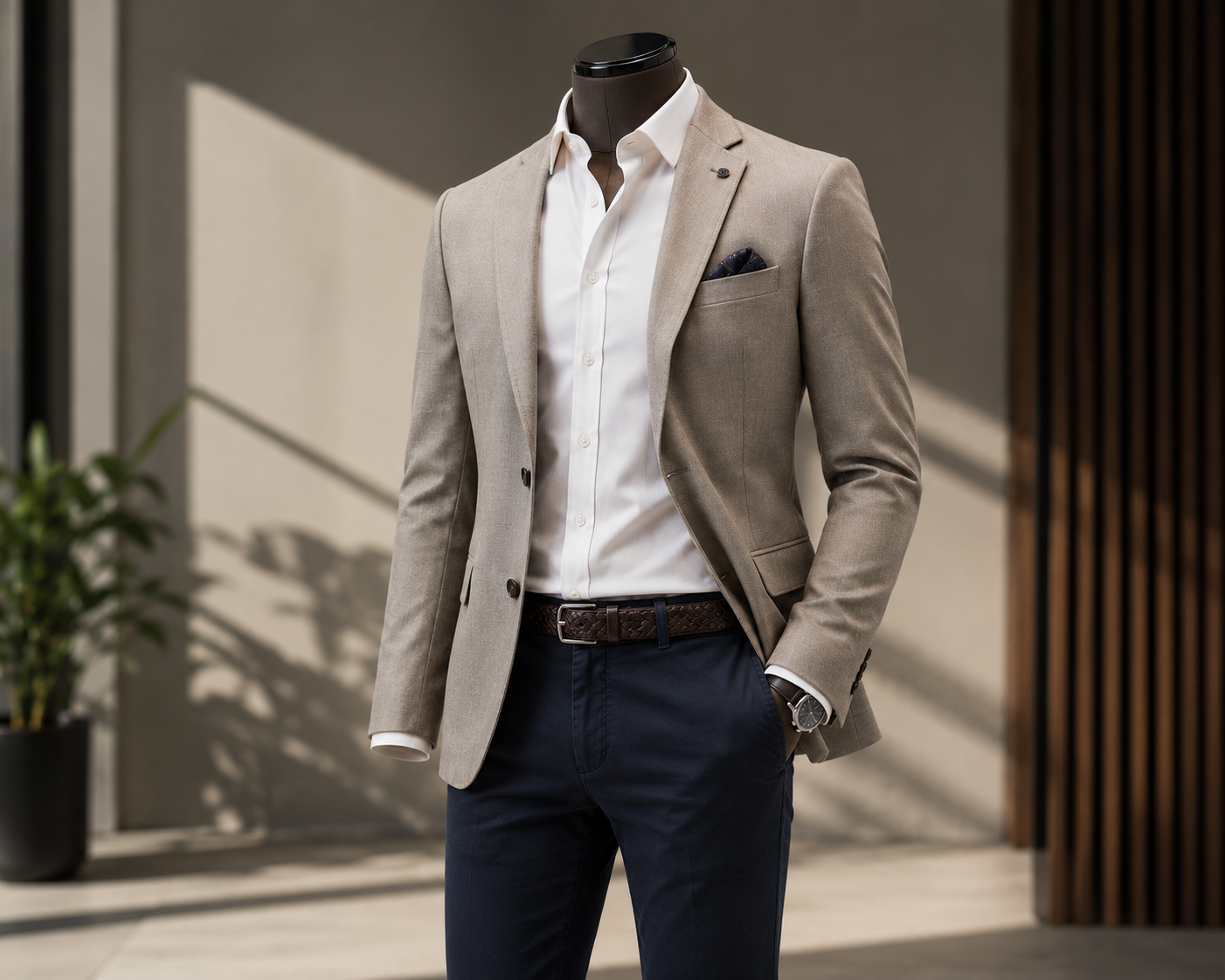 Stylish man in smart casual brown blazer